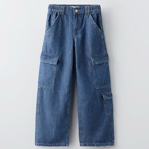Zara Blue Denim Cargo Pants